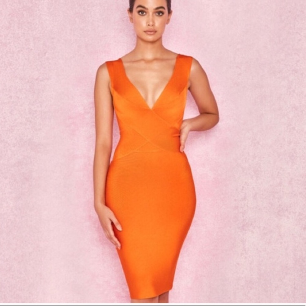 House of CB Orange Ginevra Bandage Dress - Large